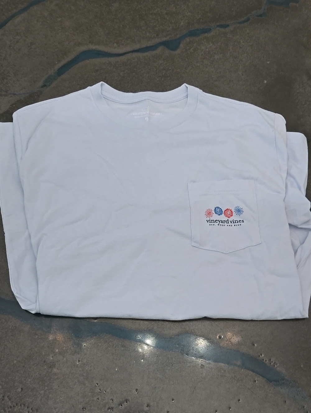 Vineyard Vines Light Blue Pocket Tee with Red & Blue Logo And Lime Green Tee